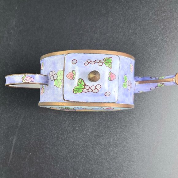 Miniature Enameled Teapot – Fruit Basket Design – 3.5" Tall - Picture 5 of 9